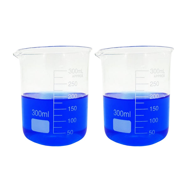 2 x 300ml 3.3 Low Form Borosilicate Glass Beaker