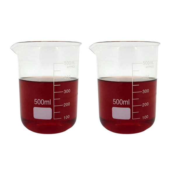 2 x 500ml 3.3 Low Form Borosilicate Glass Beaker